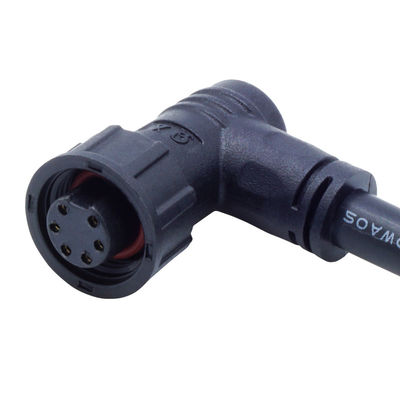 PA66 แบบสกรู เครื่องเชื่อมต่อกันน้ํา M12 หัวเอลโค้ทสําหรับพลังงานไฟฟ้า IP68